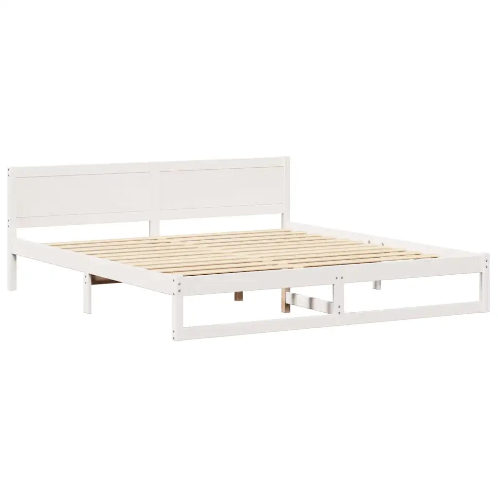 Struttura del letto-Giroletto-Rete del Letto Bianco 200 x 200 cm Pino massello 563675
