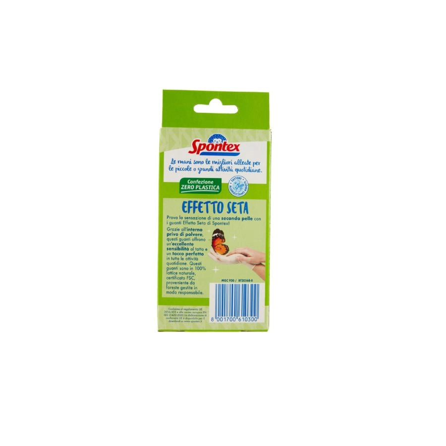 GUANTI EFFETTO SETA IN LATTICE NATURALE 100%  TAGLIA L 8/8,5