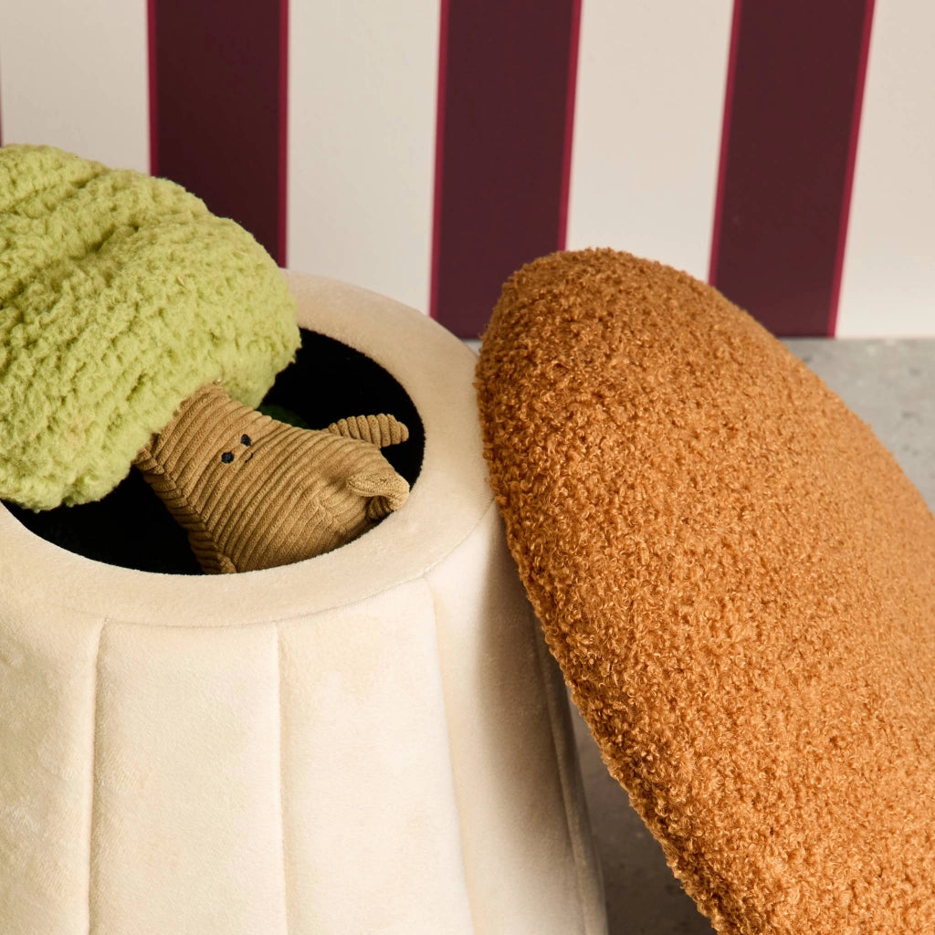 Pouf a fungo per bambini con contenitore, terracotta