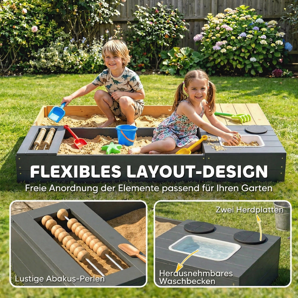 Sandbox 2 Pezzi con Sedia e Lavabo ¨C Minimal ¨C Legno 150x90cm Giallo