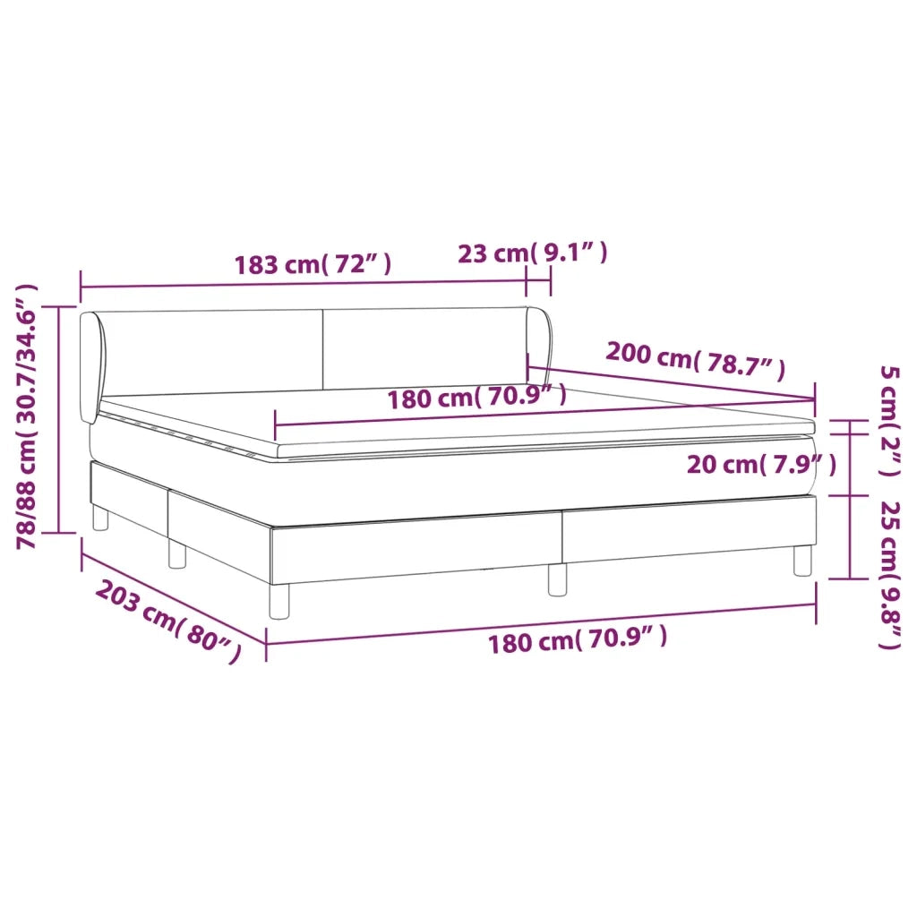 Giroletto a Molle con Materasso Grigio Chiaro 180x200cm Velluto 3127385