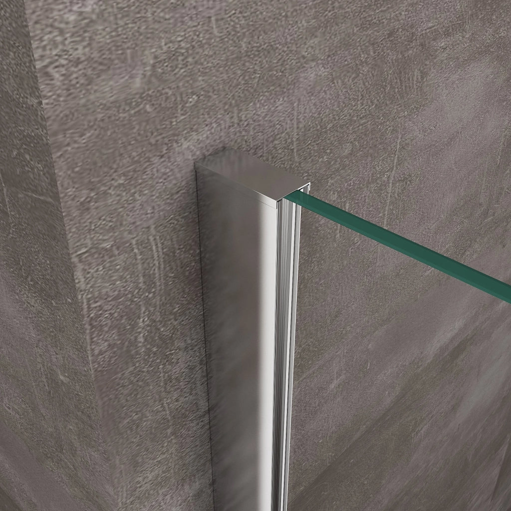 Box Doccia Angolare Con Pannello Fisso Laterale E Porta Frontale Scorrevole Senza Telaio H 200 Cromo Trasparente Cm 110 (108-110) x 150 (146-151)