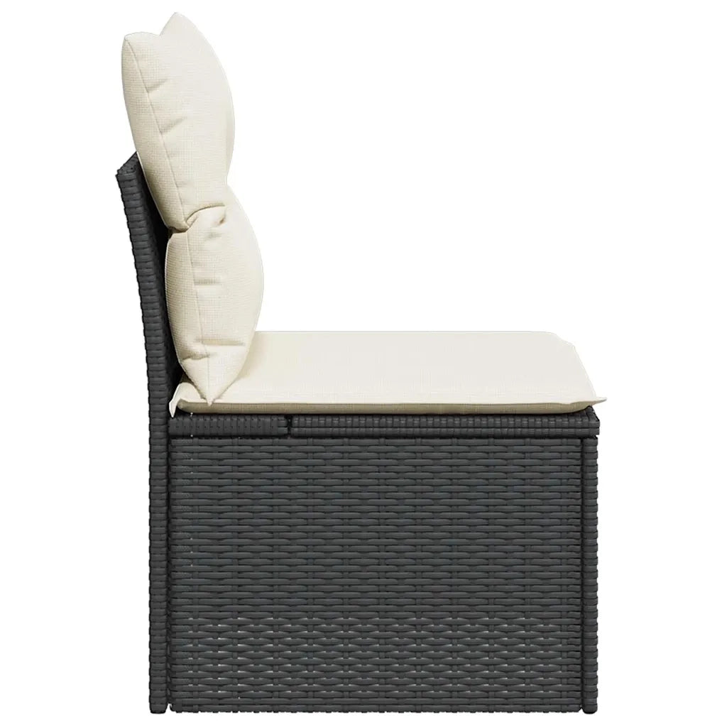Sedia da Giardino Senza Braccioli con Cuscini Nera Polyrattan 366011