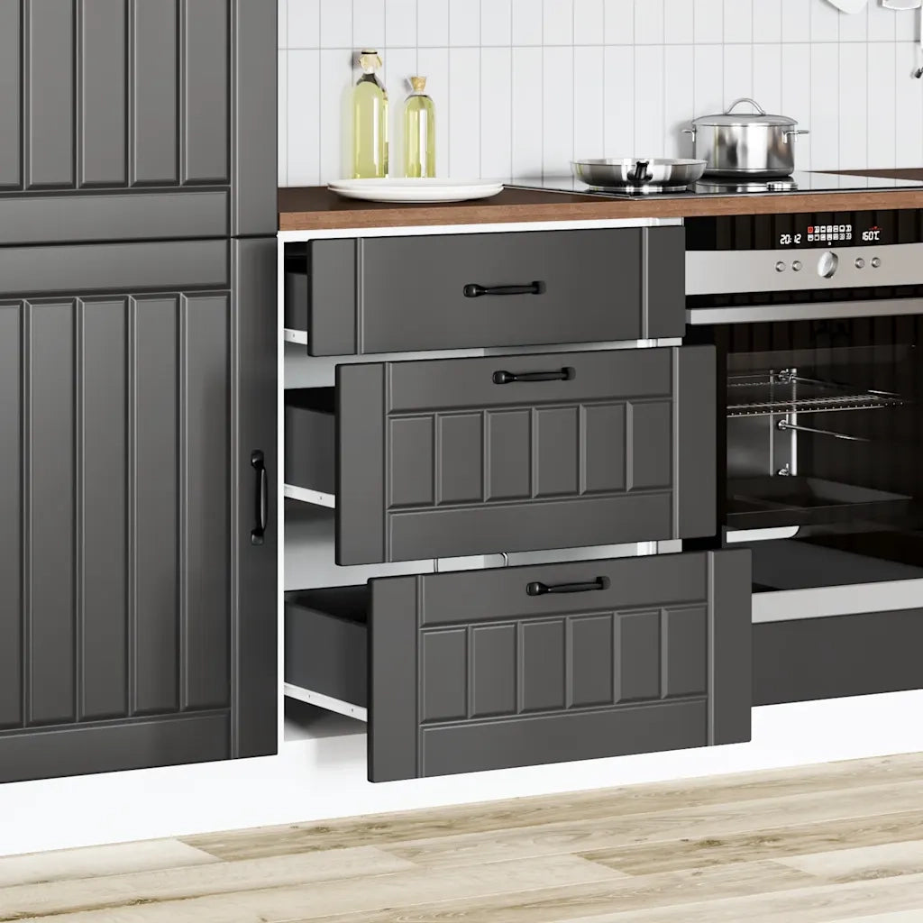 Pensile da cucina | Mobiletto da cucina "Lucca" Nero in legno ingegnerizzato