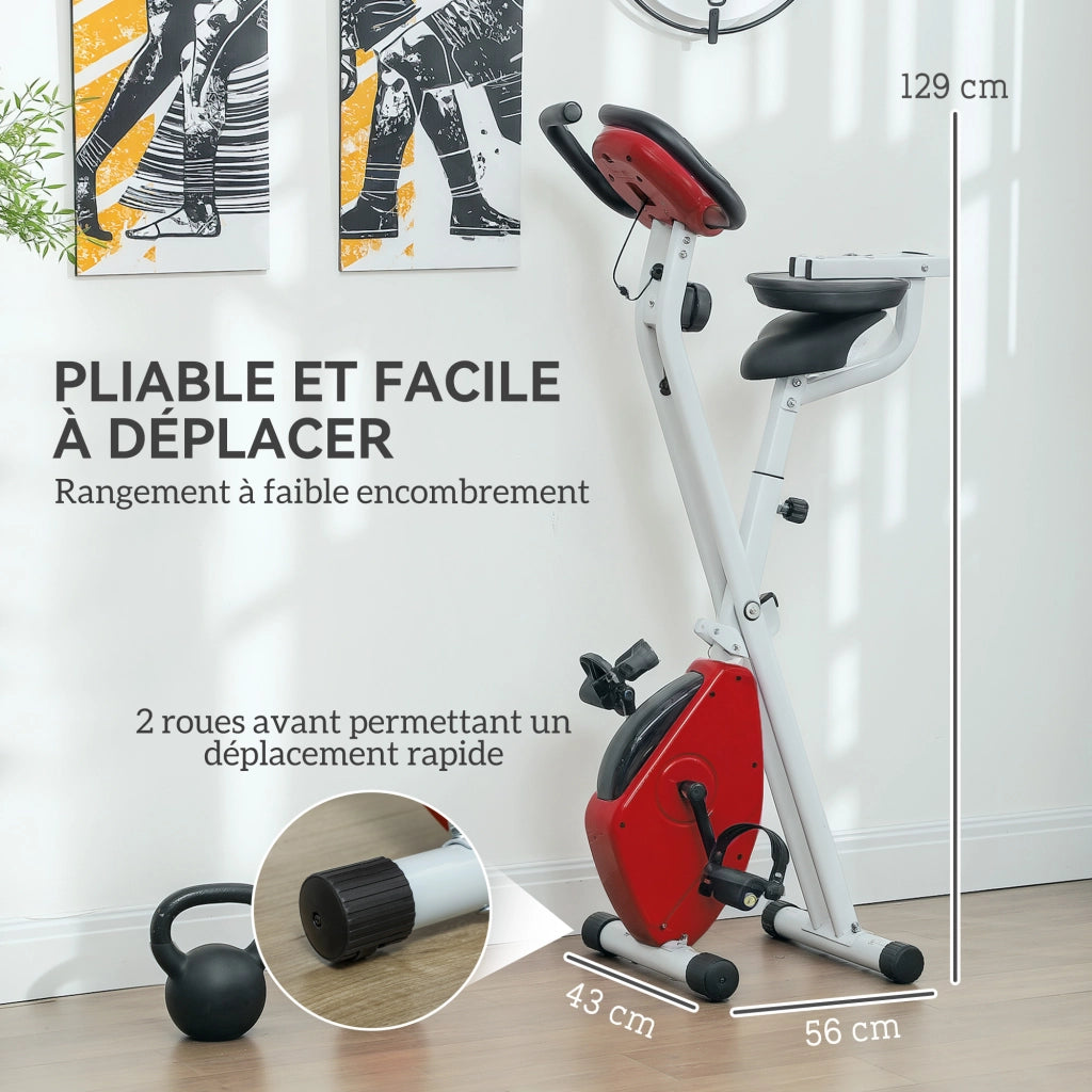 Bicicletta da camera pieghevole ¨C zephmum ¨C 8 livelli resistenza, sella regolabile, rosso