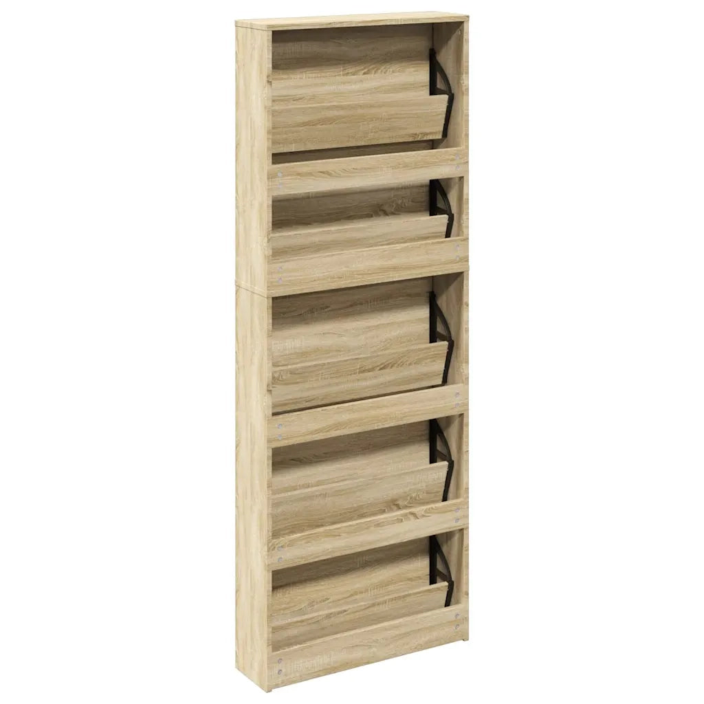 Scarpiera a 5 Strati con Specchio Rovere 63x17x169,5 cm 273937