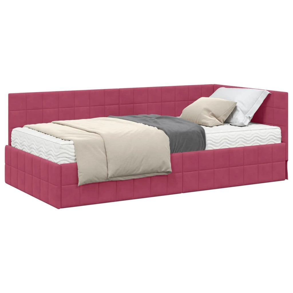 Struttura Letto Angolare con Materasso 2 pcs Verde Velluto 3393952