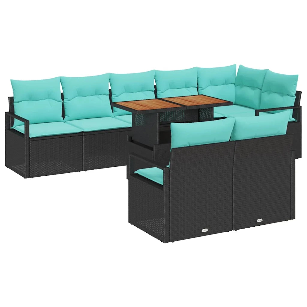 Set da Pranzo per Giardino con cuscino 9 pcs Nero e Verde acqua 3349731