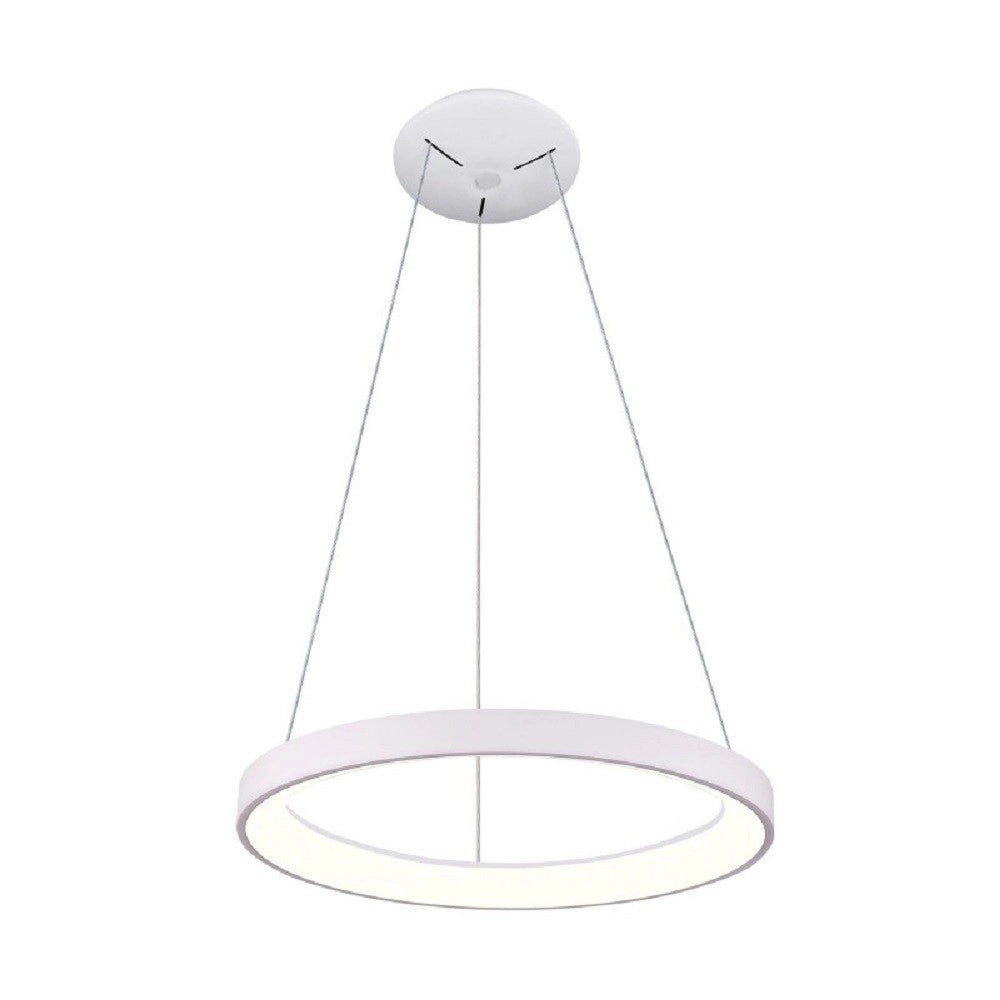 Trade Shop - Lampadario Pendente Led 30w Cct Lampada Sospensione Circolare 38m Luce Cucina Bar - Bianco