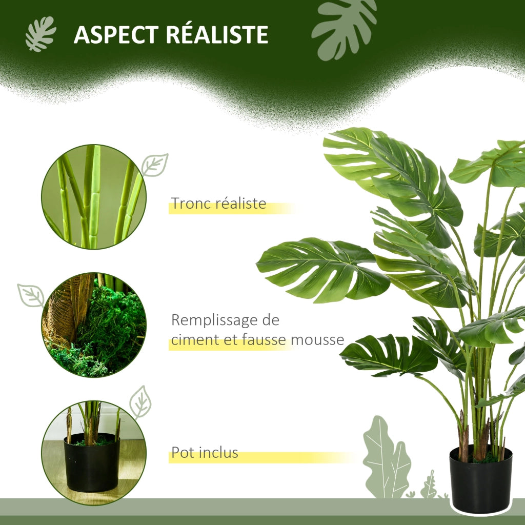 Pianta Artificiale Monstera Deliciosa ¨C Xylo ¨C con Vaso, Altezza 120 cm, Verde