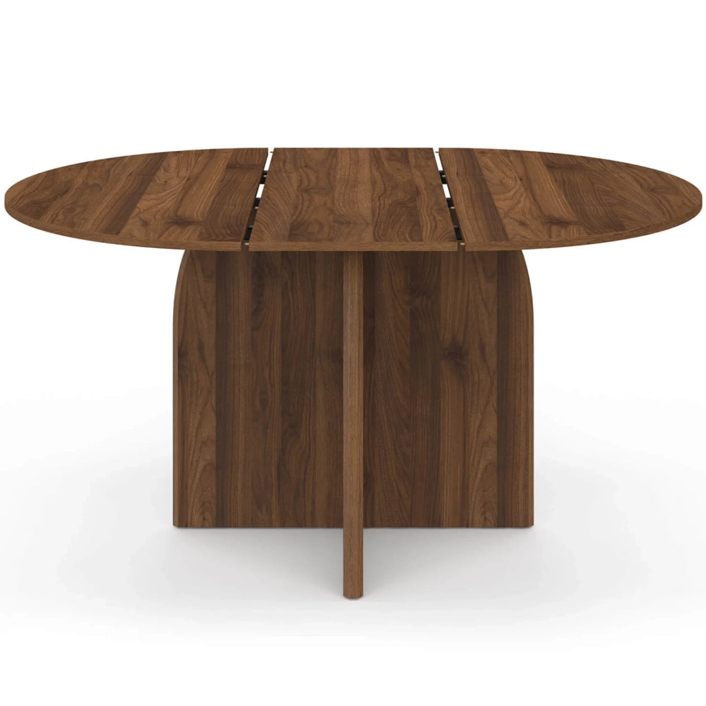 IDMarket - Tavolo da pranzo allungabile rotondo in stile Japandi EDITH, da 4 a 8 persone, con piede centrale dal design arrotondato in noce