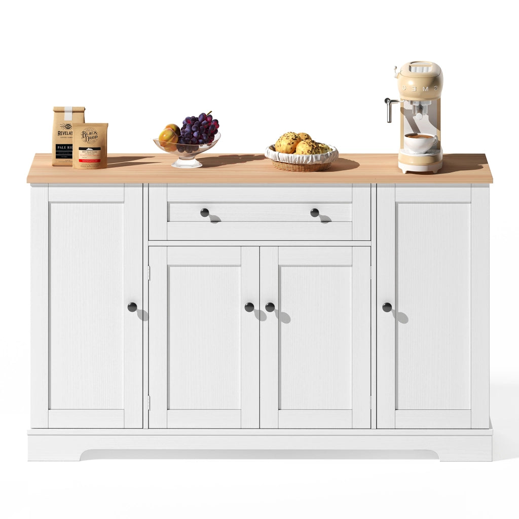 Buffet cucina multifunzionale - Zephmum- 138 cm- Con cassetto, ante e ripiani regolabili- Design moderno con protezione ribaltamento