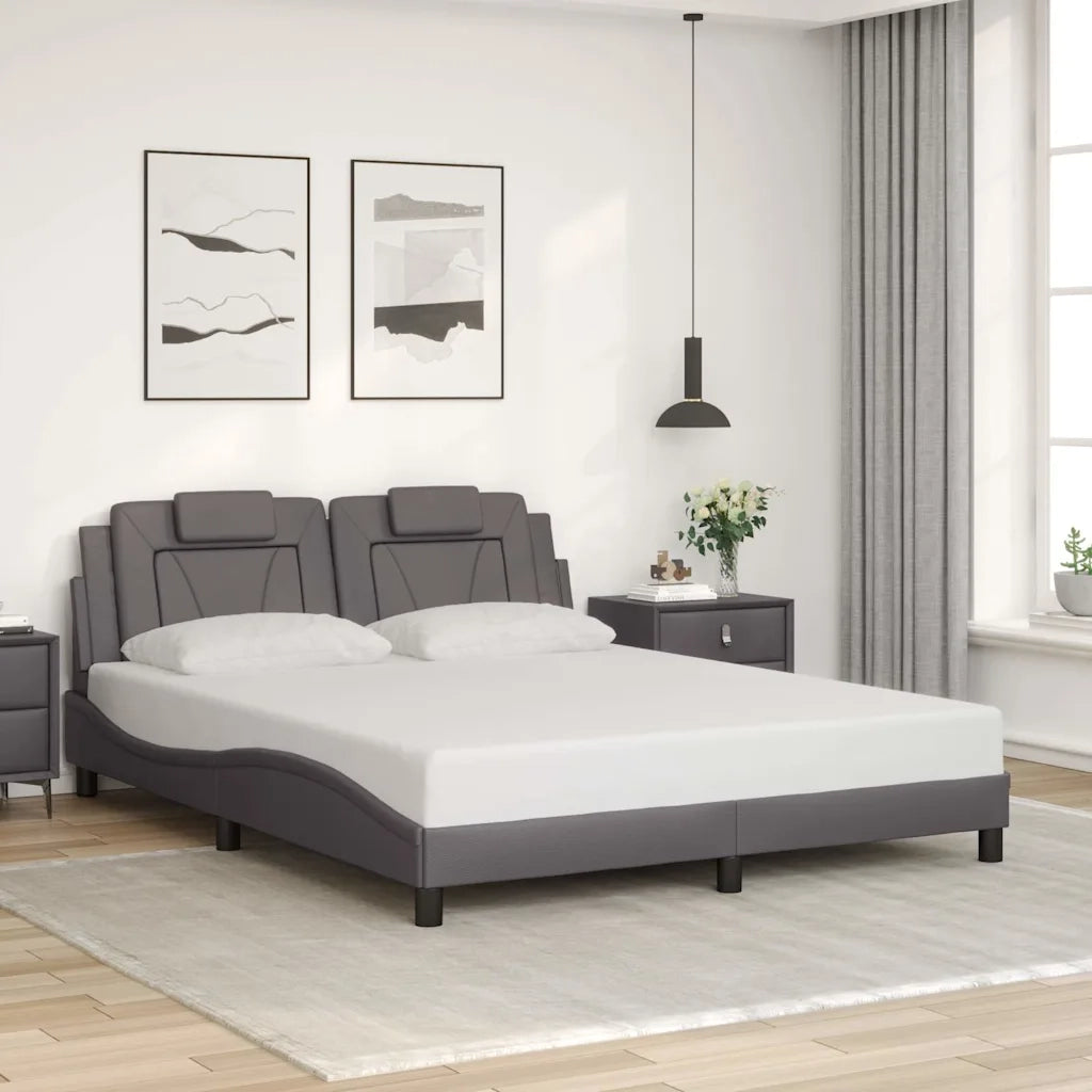 Giroletto Viana senza Materasso-Struttura Letto Grigio 160x200 cm in Similpelle