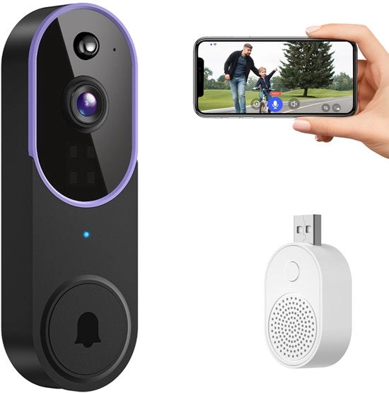 Deurbel wireless - Dei con telecamera - Deurbel wireless con telecamera per famiglia - Videodeurbel sicuro con visione notturna HD e funzione di intercomunicazione a distanza - Sicura protezione domestica - Blu