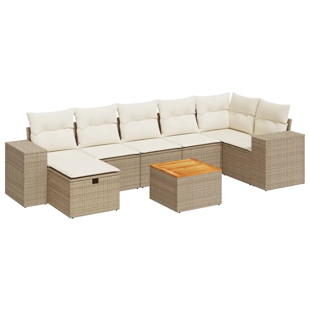 Set Divano da Giardino 8 pz con Cuscini Beige in Polyrattan 3325880