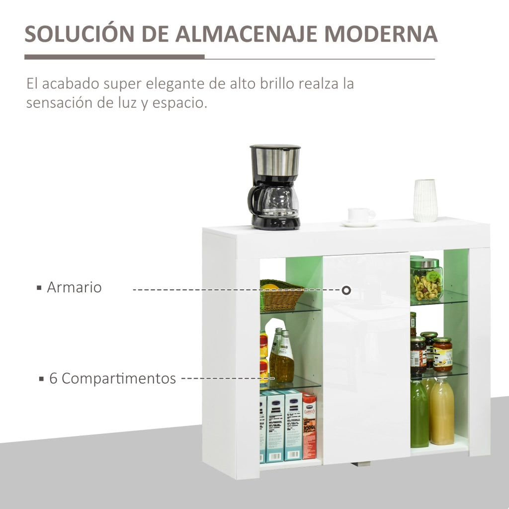 Cassettiera Moderna con Luci LED ¨C Minimal ¨C Bianco 97x35x83 cm
