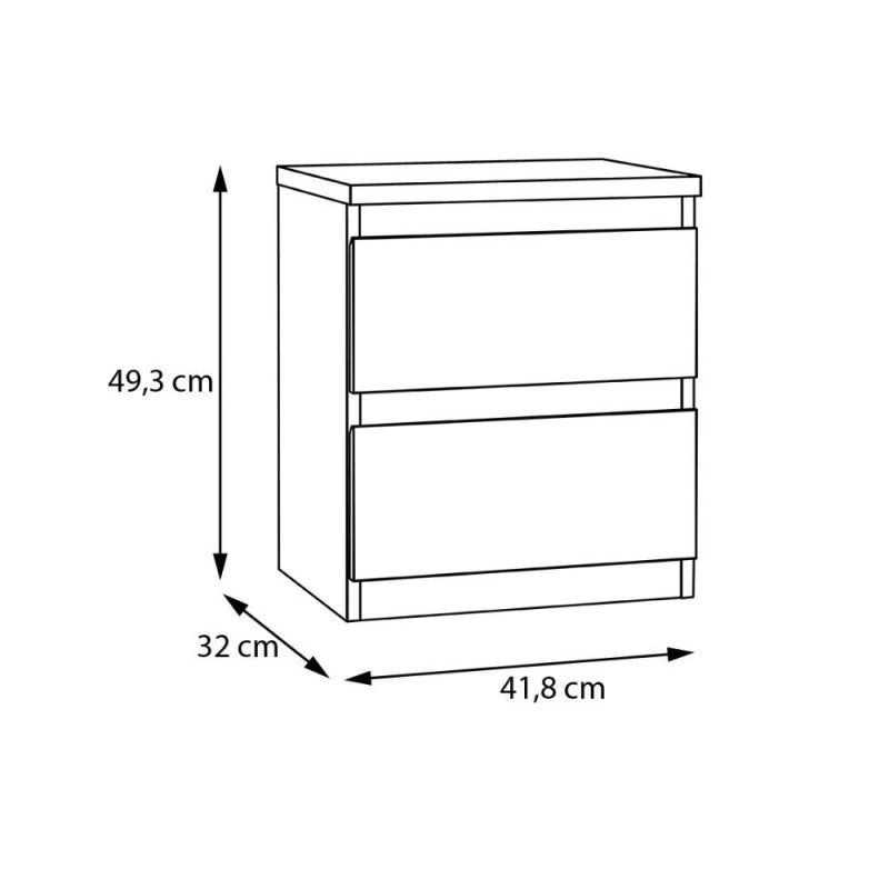 Comodino Morgan 2 cassetti 41.8 x 32.2 x H 49.3 cm. colore bianco