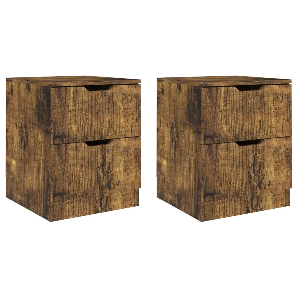 Comodini 2 pz Rovere Fumo 40x40x50 cm in Legno Multistrato 326740