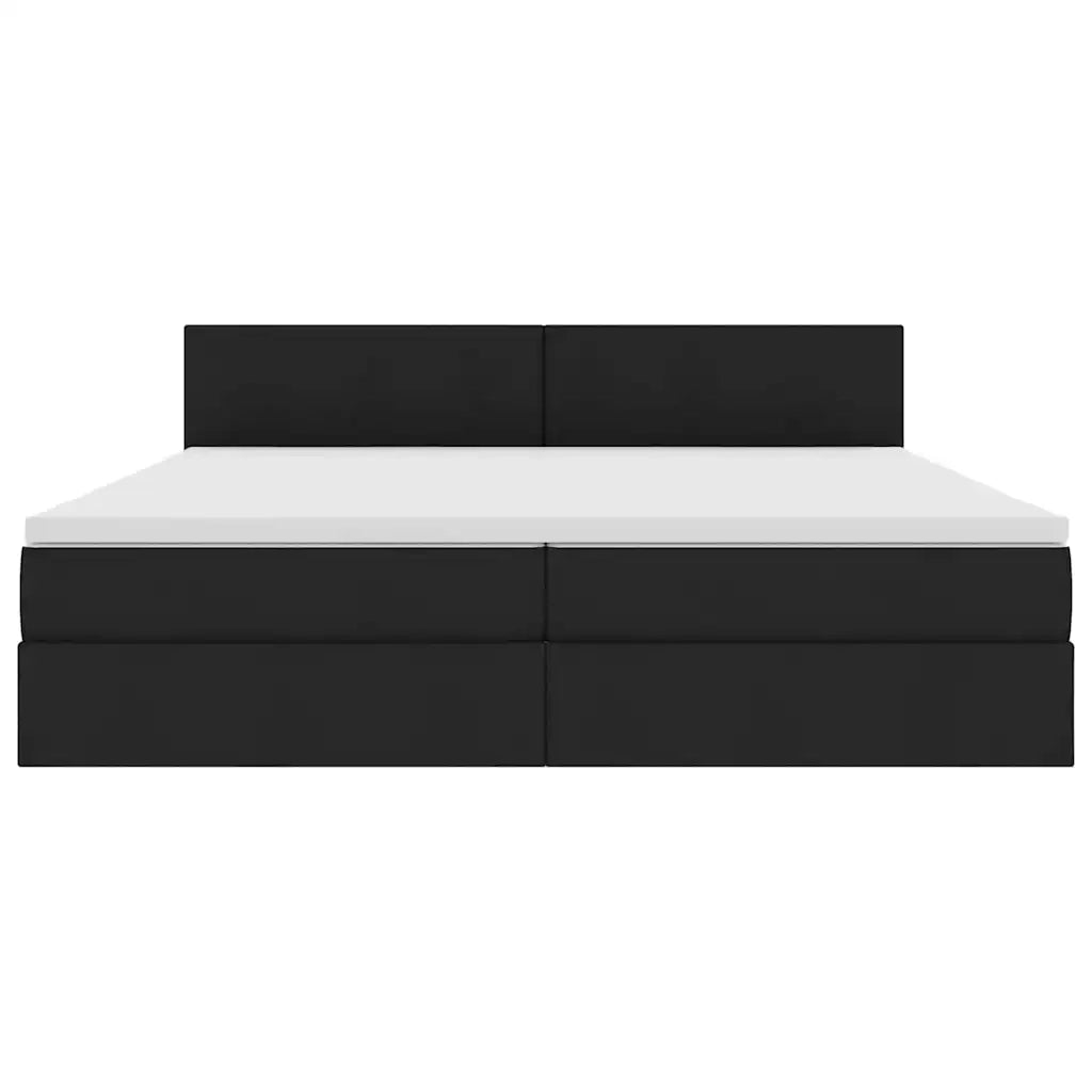 Letto con contenitore e LED con led Nero 200 x 200 cm Tessuto
