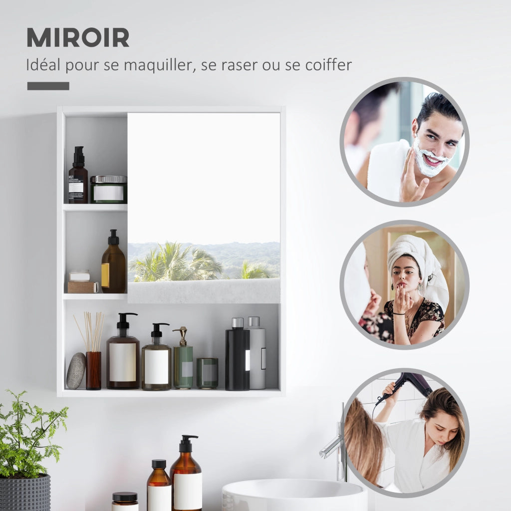 Mobile bagno sospeso con specchio ¨C Xylo ¨C bianco 60x15x76 cm 5 scomparti