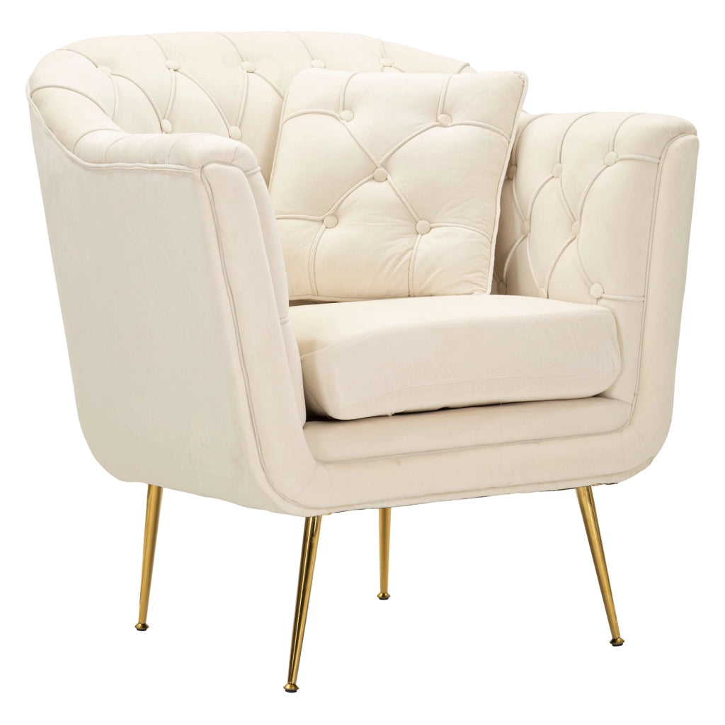 Poltroncina Turtuk, Poltrona con Cuscino, 88x83x91h cm Bianco Crema