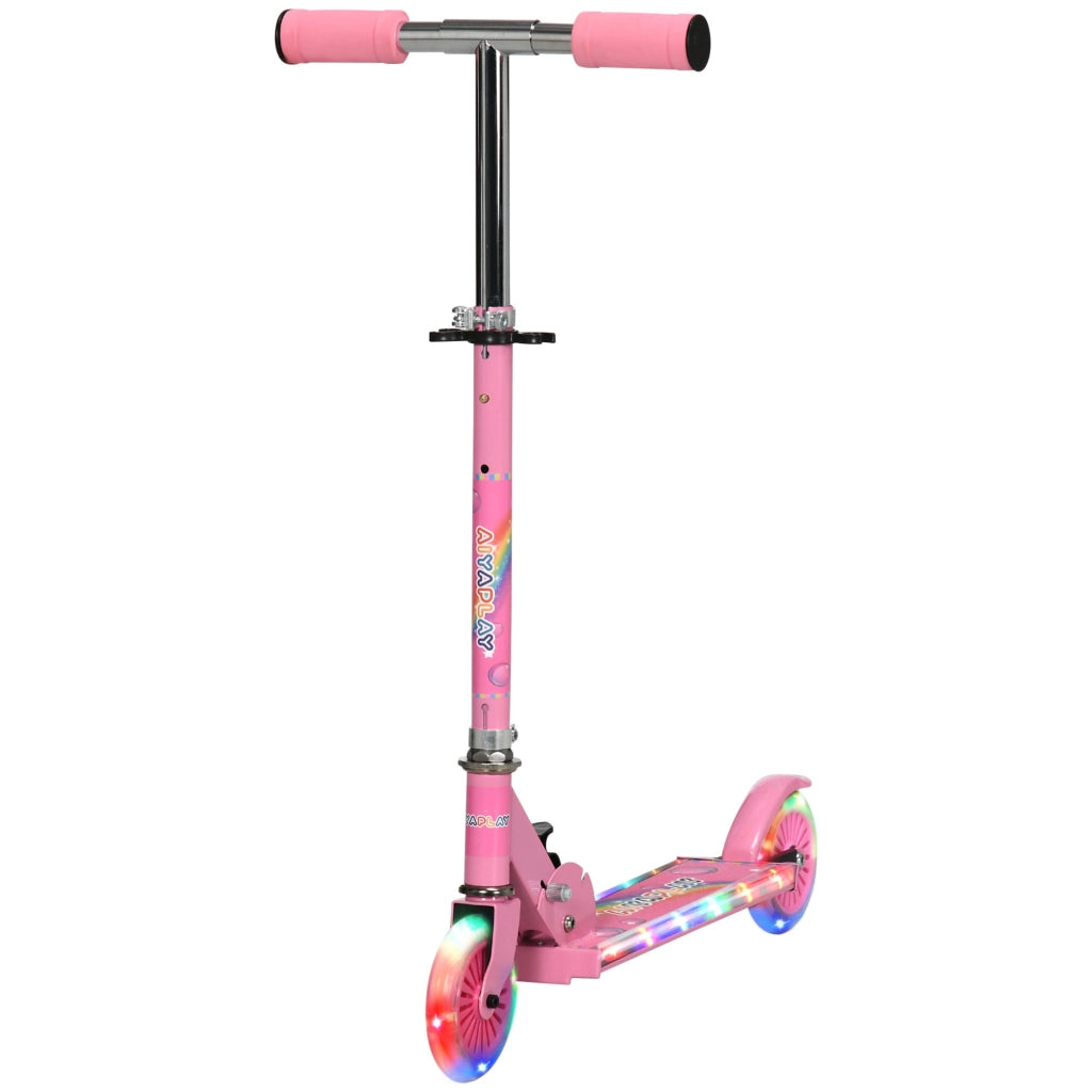 Monopattino pieghevole bambini 3-7 anni ¨C Xylo ¨C rosa 2 ruote altezza regolabile 67x30x63-76 cm