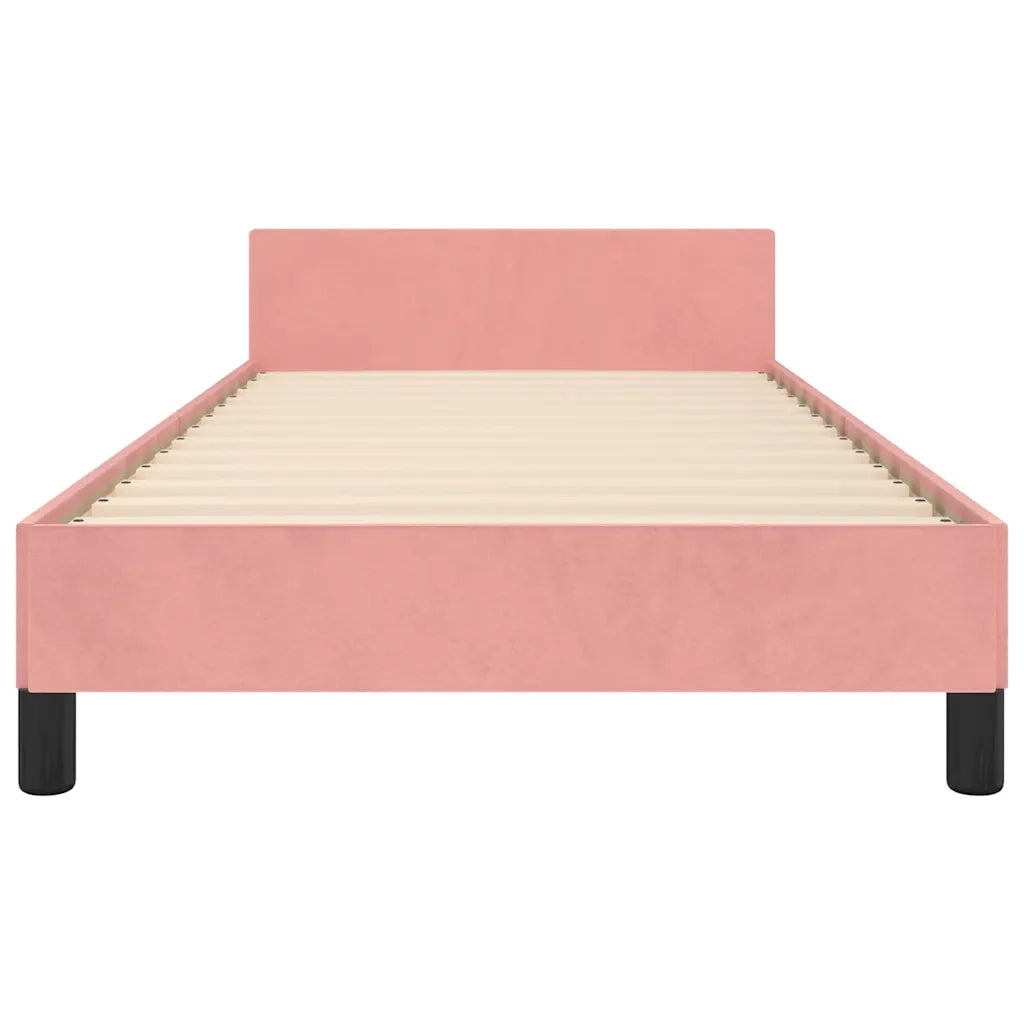 Letto singolo | Letto per adulti | Giroletto con Testiera senza Materasso Rosa 80x200 cm Velluto
