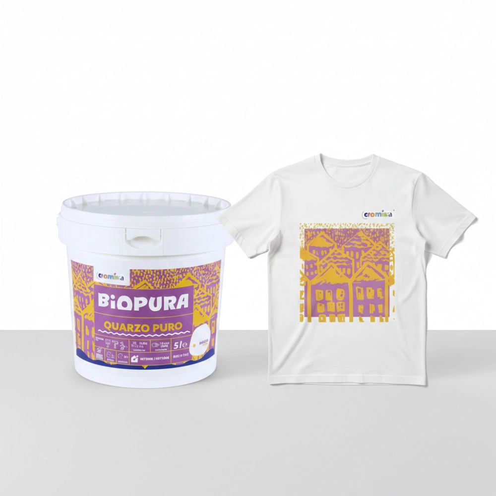 Kit pittura murale quarzo puro 5l e t-shirt cromika smiling houses *** misura extralarge - xl, confezione 1