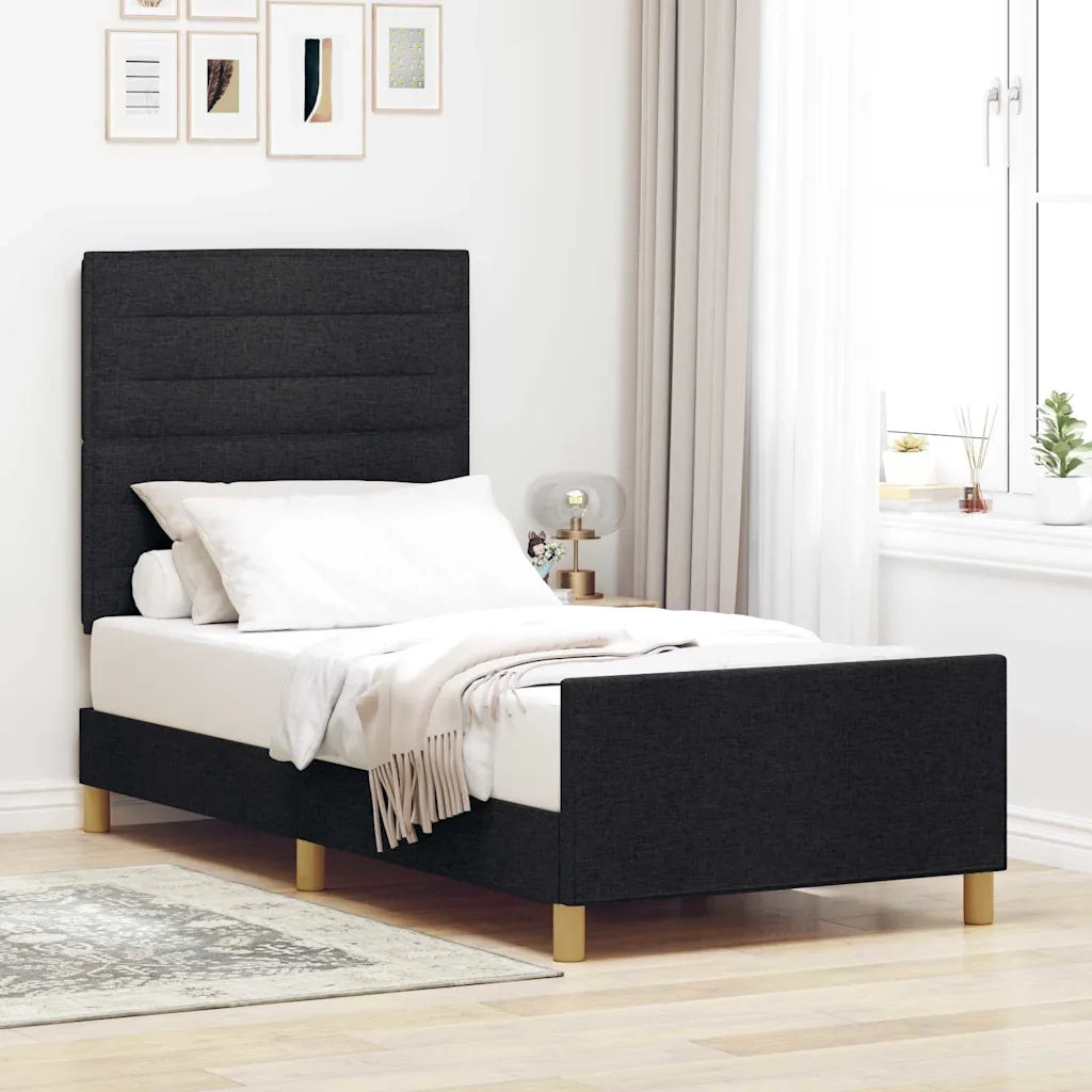 Struttura del letto con testiera Nero 90 x 200 cm Tessuto
