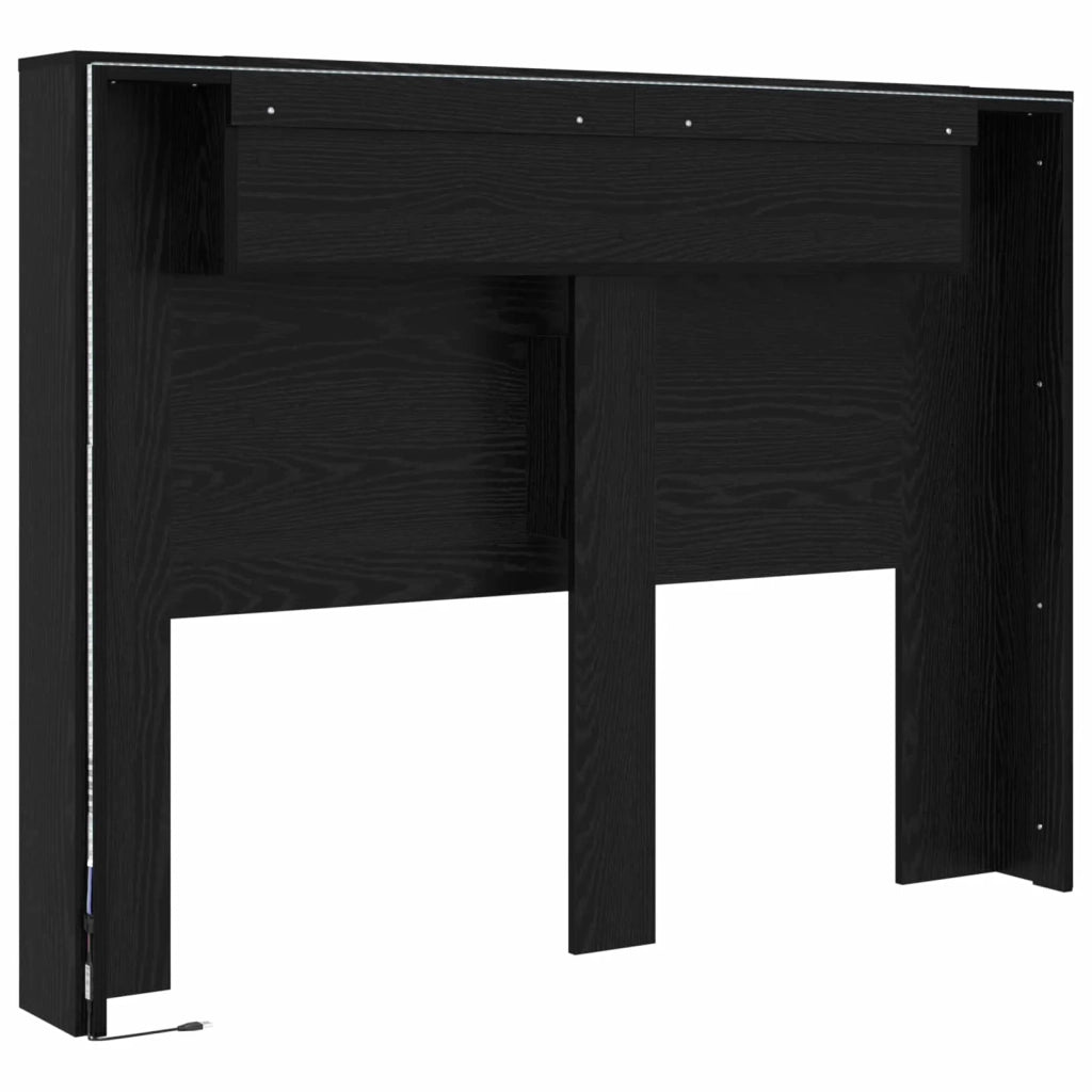 Testata con Mobile e LED Rovere Nero 140 x 16,5 x 103,5 cm 8006567