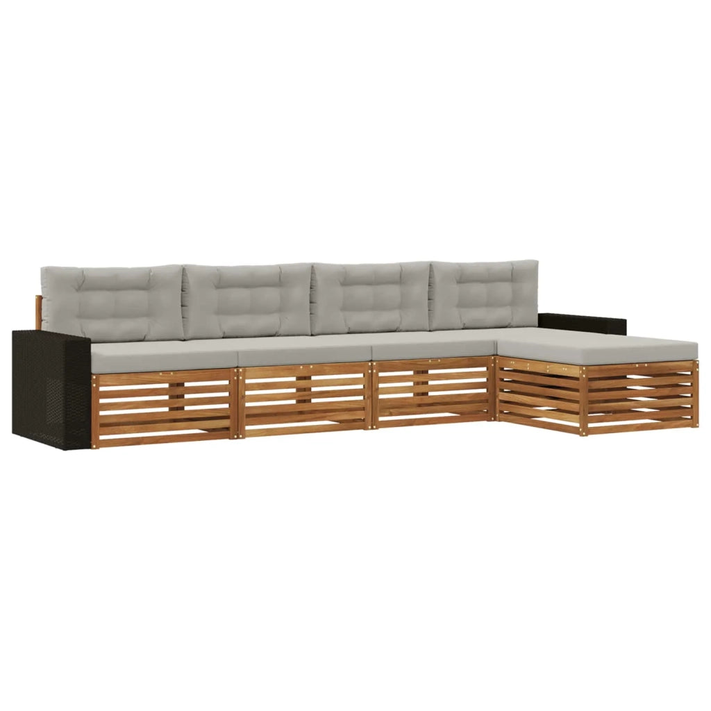 Set di divani da esterno 5 pcs Naturale e Grigio Chiaro 3383244