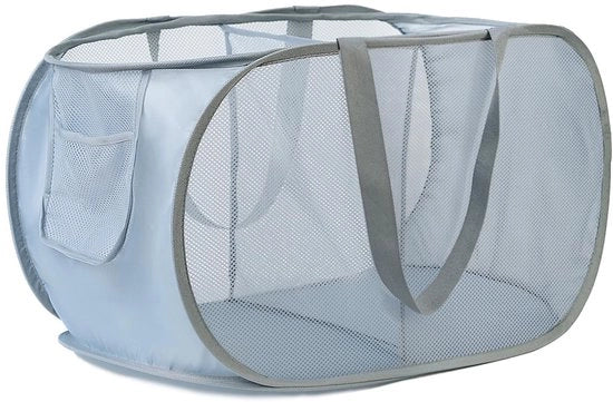 Opvouwbare wasmand con 2 compartimenti, wasmande per bagno, camera da letto, cucina, nursery, hotel e viaggi, colore grigio