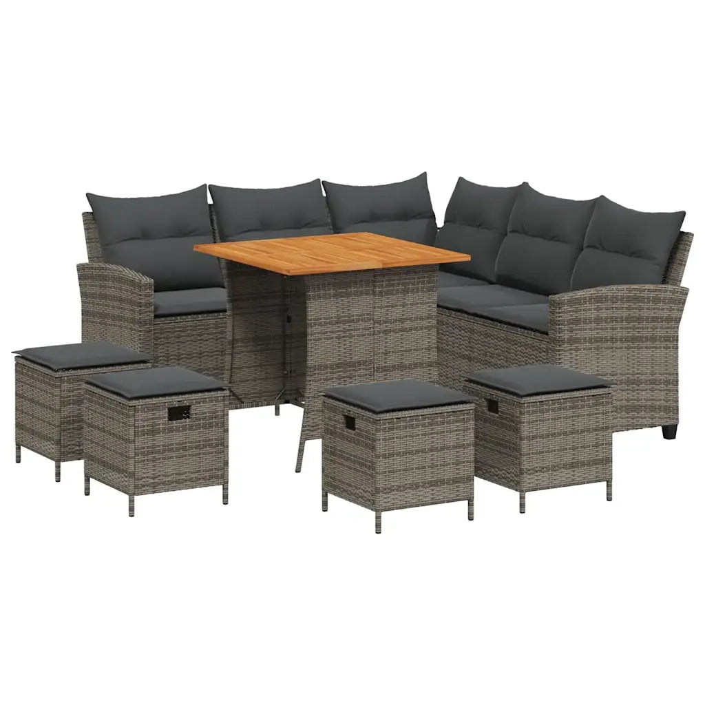 Set Divani da Giardino 6 pz con Cuscini a Forma di L Polyrattan