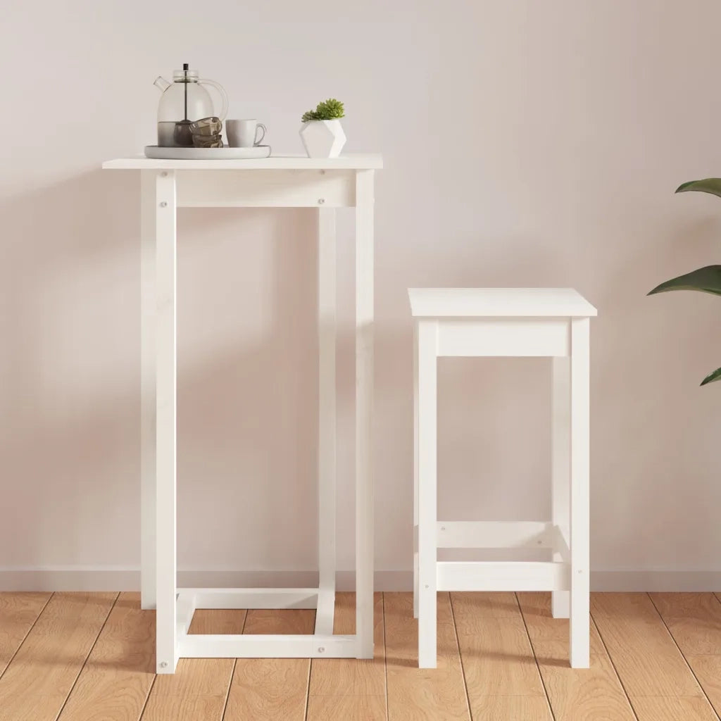 Tavolo da Bar Bianco 60x60x110 cm in Legno Massello di Pino 822178