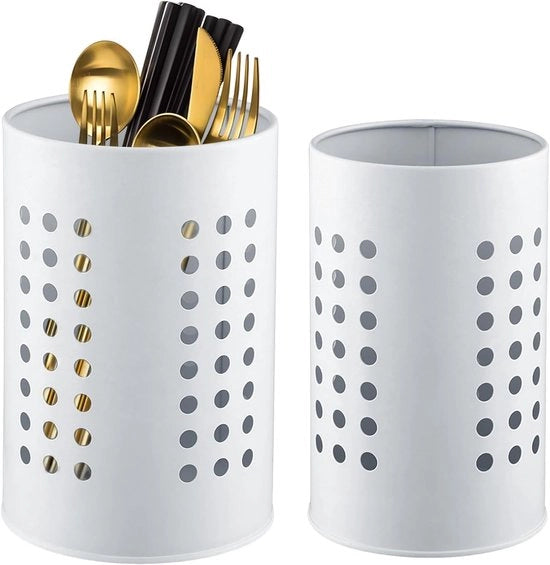 Sostegno per accessori da cucina in acciaio inox - Cassetto per posizionamento forchette - 2 pezzi - Bianco - Rondi
