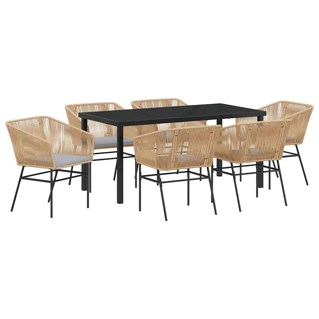 Set da Pranzo per Giardino con cuscino 7 pcs Marrone