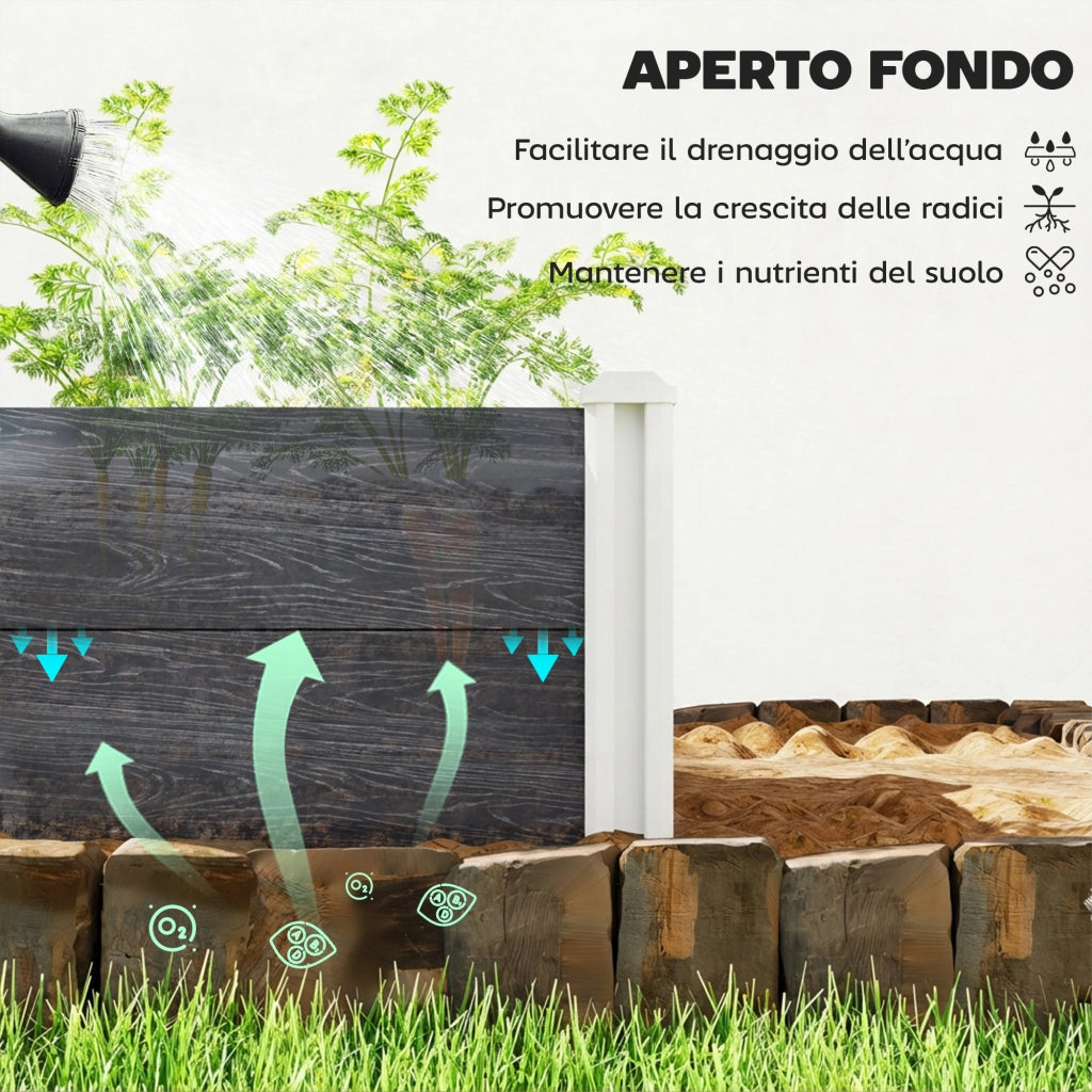 Letto da Giardino in Vinile con Fondo Aperto e Design a Incastro, 102x102x33 cm, Grigio Scuro