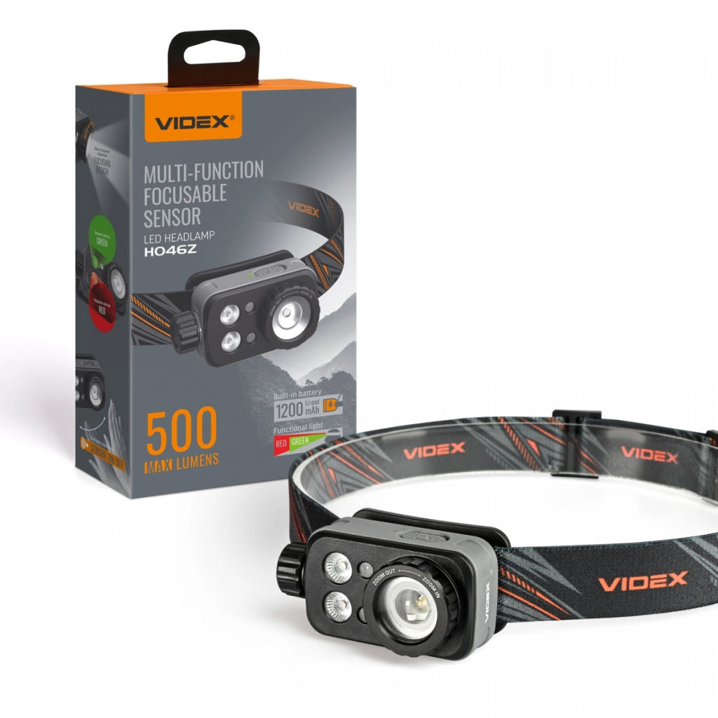 Lampada frontale Videx 500lm 60m 173h IP65 USB-C