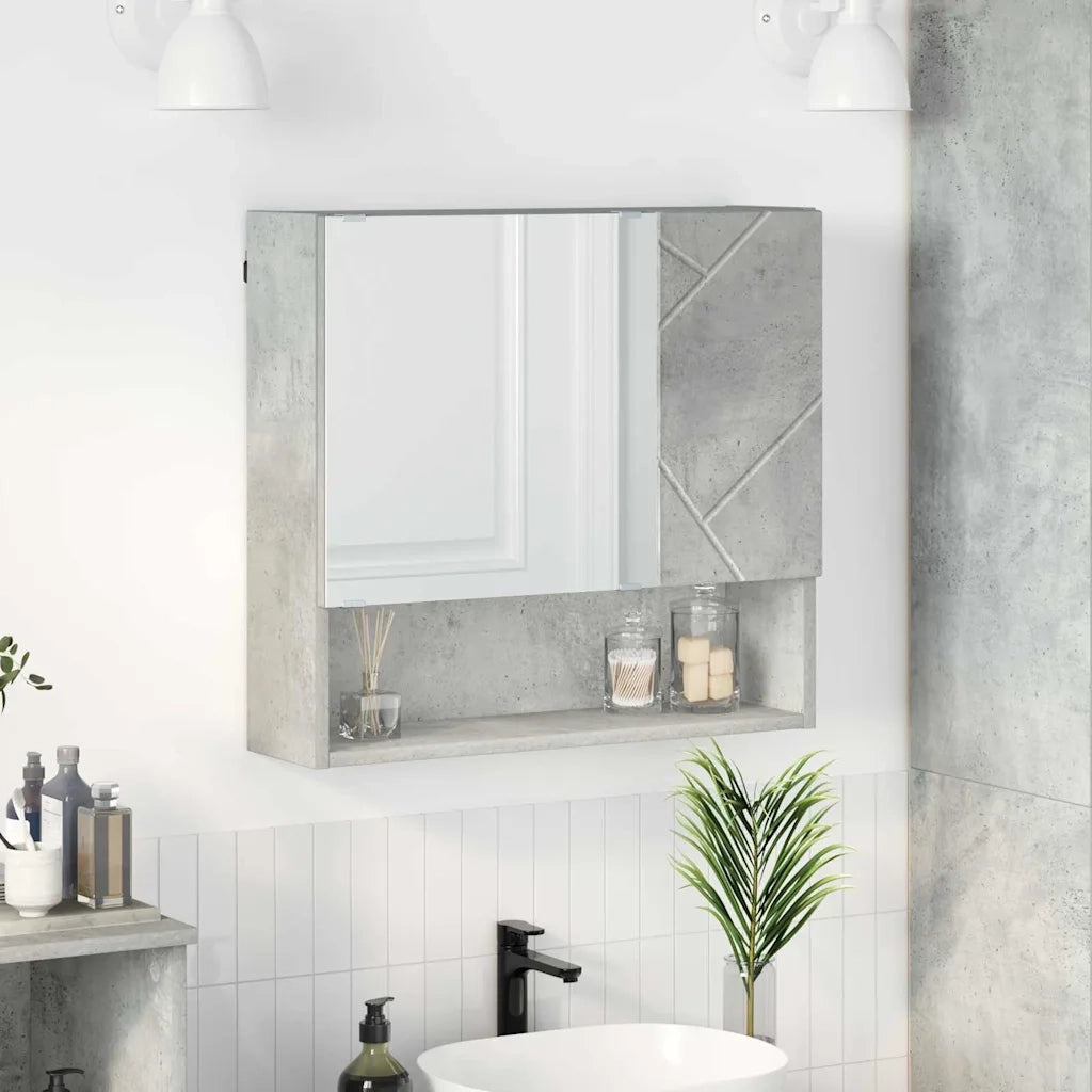 Mobiletto per specchio con porta Grigio cemento 59 x 17 x 55 cm 883367