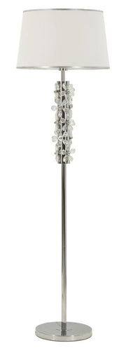 Lampada da Terra Silver Flower Glam - Struttura Argento e Dettagli Floreali in Metallo - 45x45x157 cm