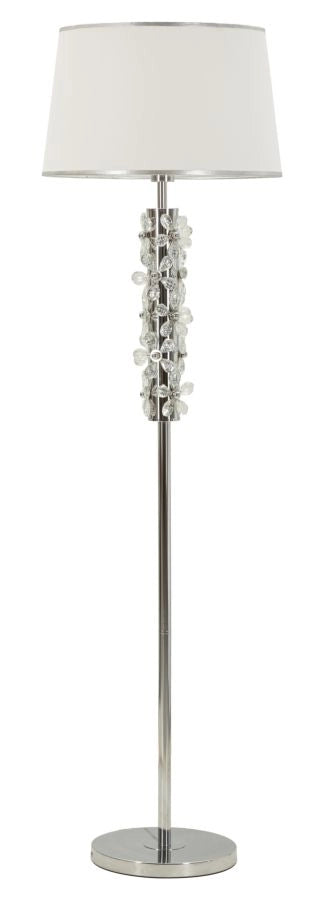 Lampada da Terra Silver Flower Glam - Struttura Argento e Dettagli Floreali in Metallo - 45x45x157 cm