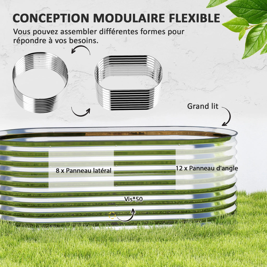 Orto rialzato da giardino ¨C Xylo ¨C acciaio galvanizzato grigio 160x80x56 cm