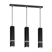 Lampadario sospeso Milagro Vidar nero legno 3xGU10 35W