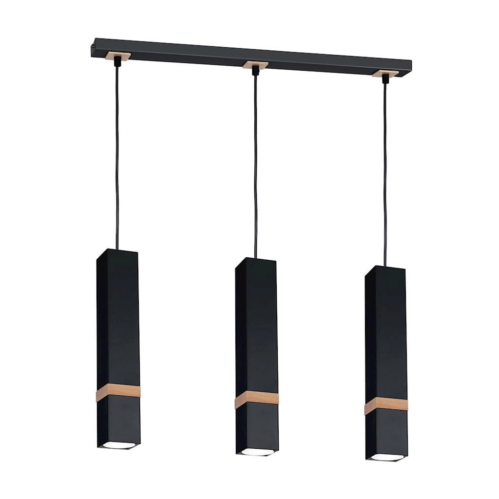 Lampadario sospeso Milagro Vidar nero legno 3xGU10 35W