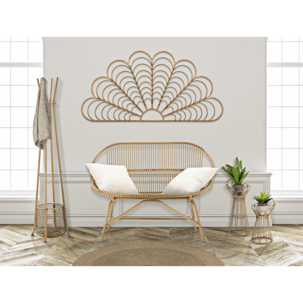 Porta-vaso Panama Tower in ferro e rattan Ø 28x62 cm