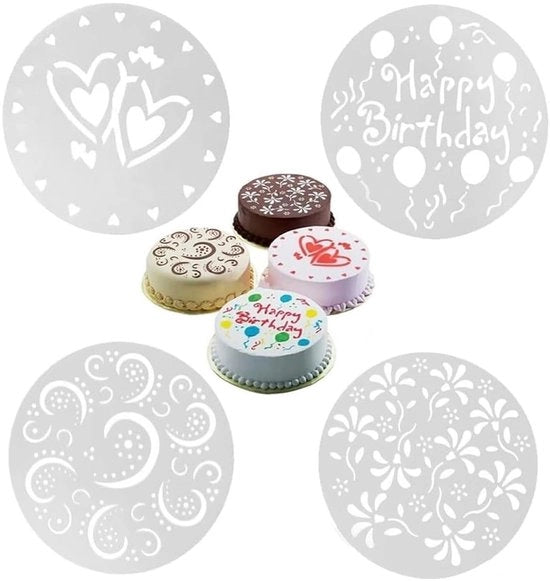 Decorazioni per torte in plastica riciclabile 4 pezzi - stencils fiori - stampi per torte - sicuri per alimenti - plastica - modelli per torte