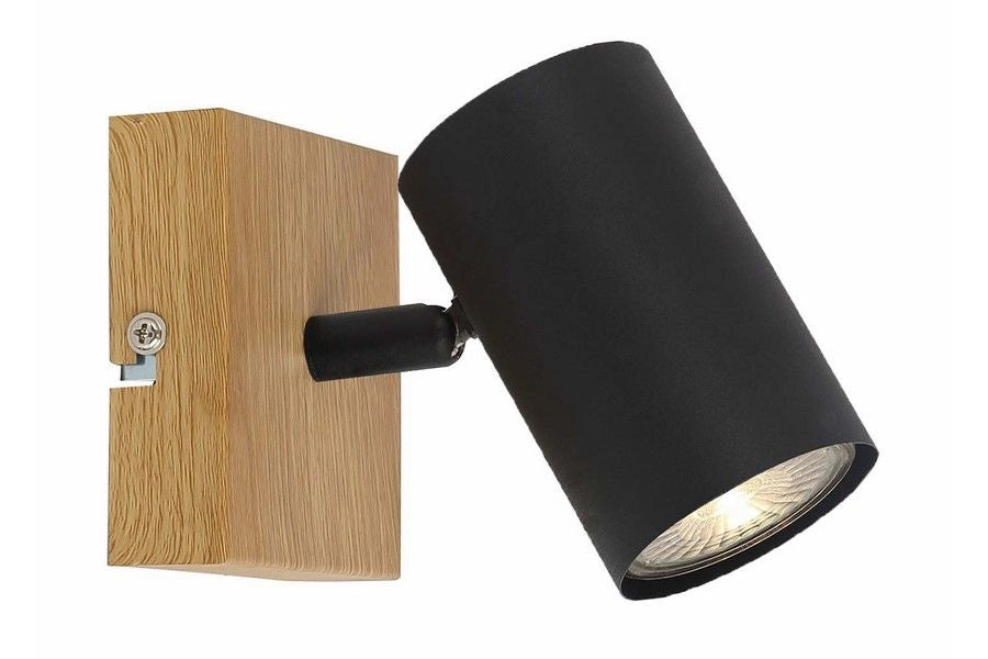 Applique scandinava nera legno Quentin GU10 Reality