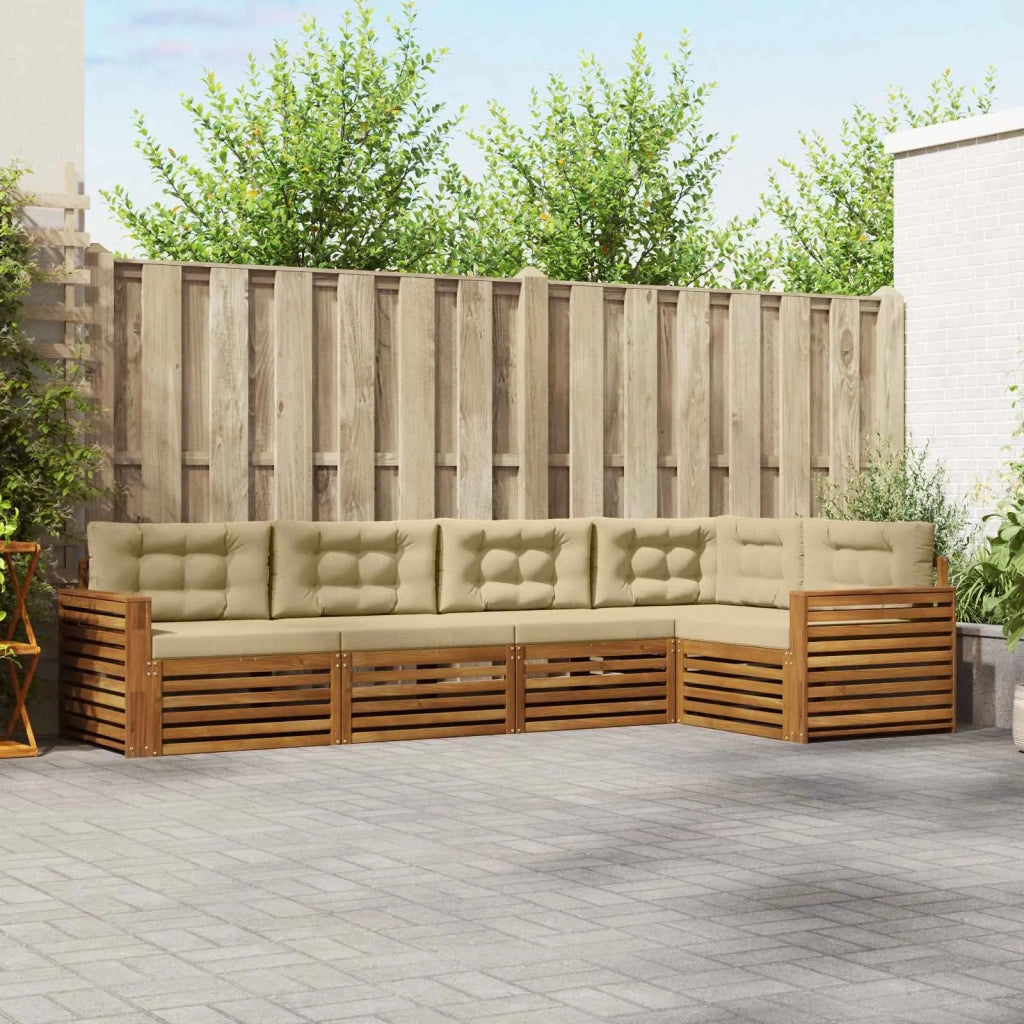 Set di divani da esterno con cuscino 5 pcs Naturale e Beige 3373468