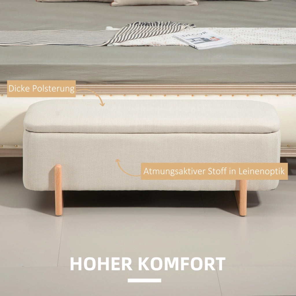 Poltrona pouf con schienale e contenitore ¨C Minimal ¨C crema 111x44x44.5cm