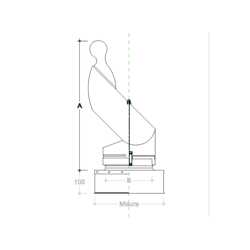 Fumaiolo gallo 55x55cm in acciaio inox base quadra